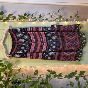 Women's BeBop Pink Coral Black Sheer Maxi Long Layered Skirt L